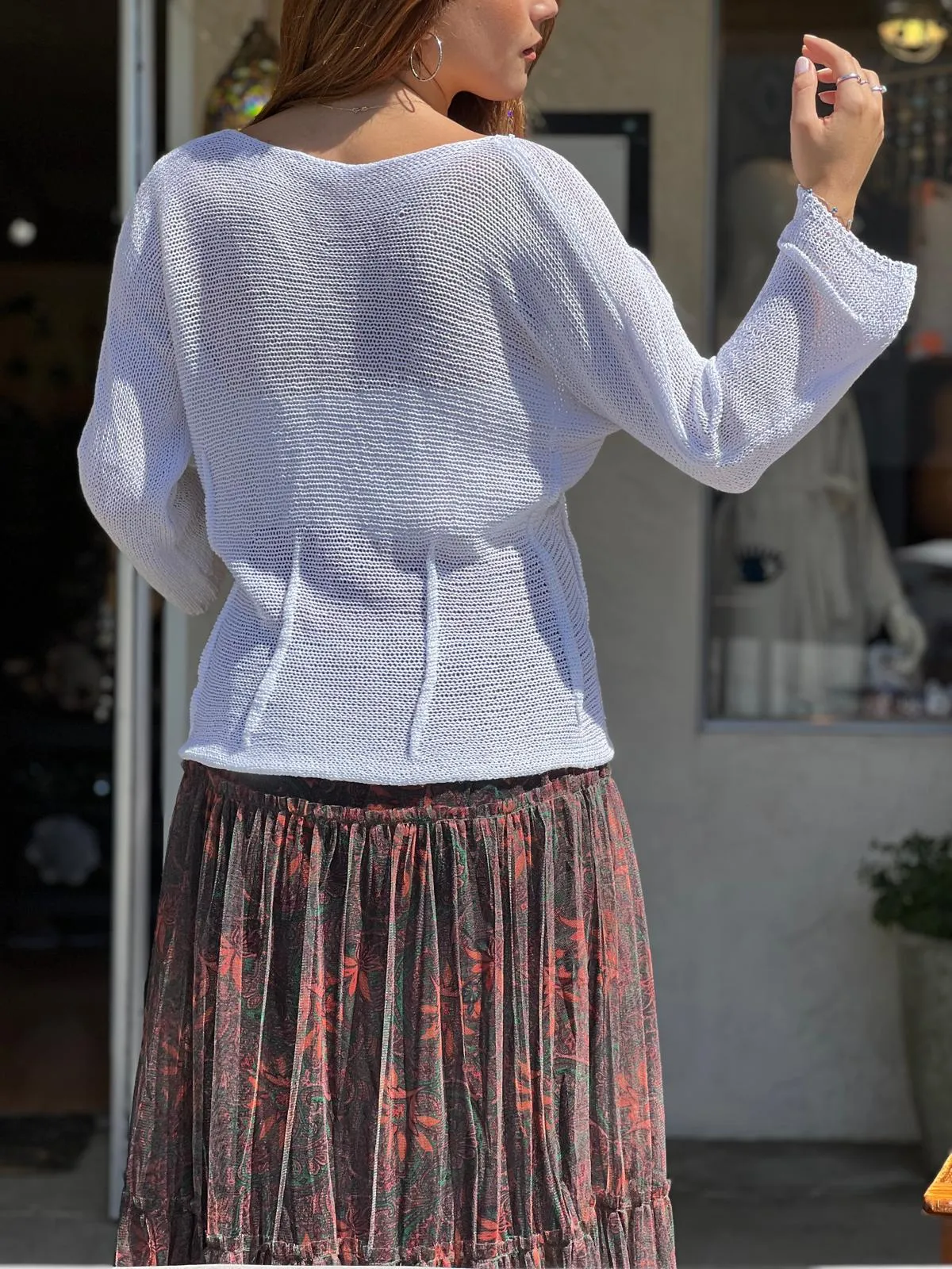 White Knit Blouse