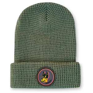 Wolf Waffle Knit Beanie in Sage