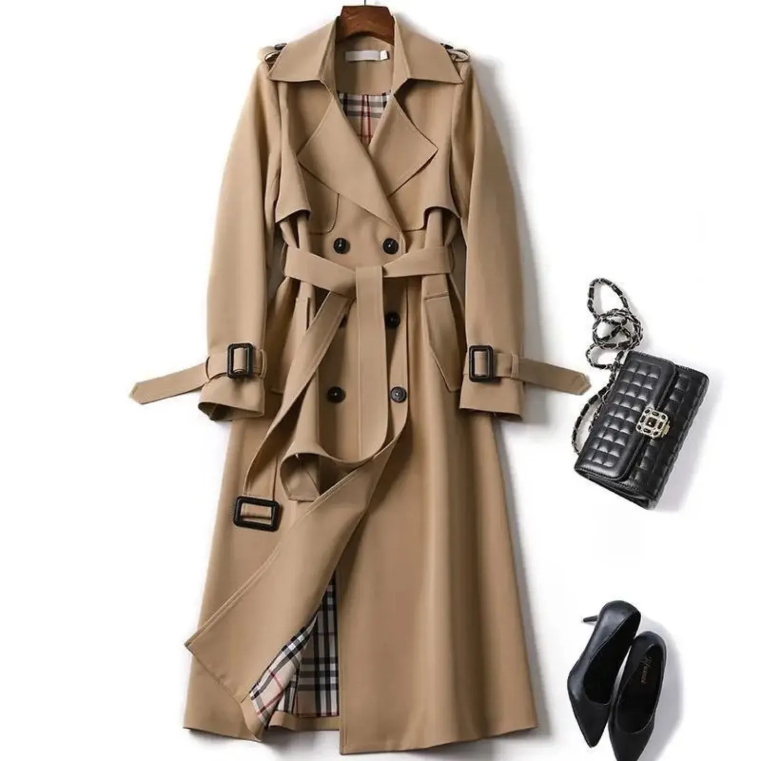 Women's Elegant Long Lace Up Trench Coat | Perfect for Autumn/Winter