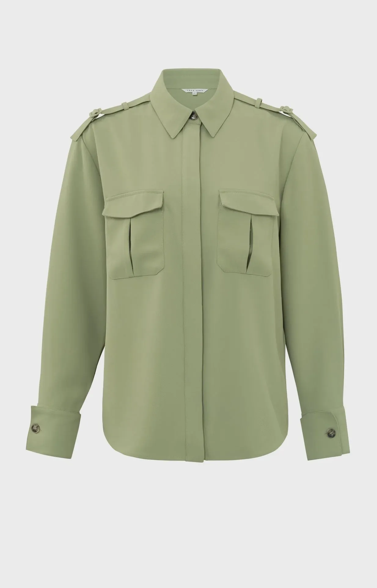 Yaya Cargo Blouse Epaulettes Sage