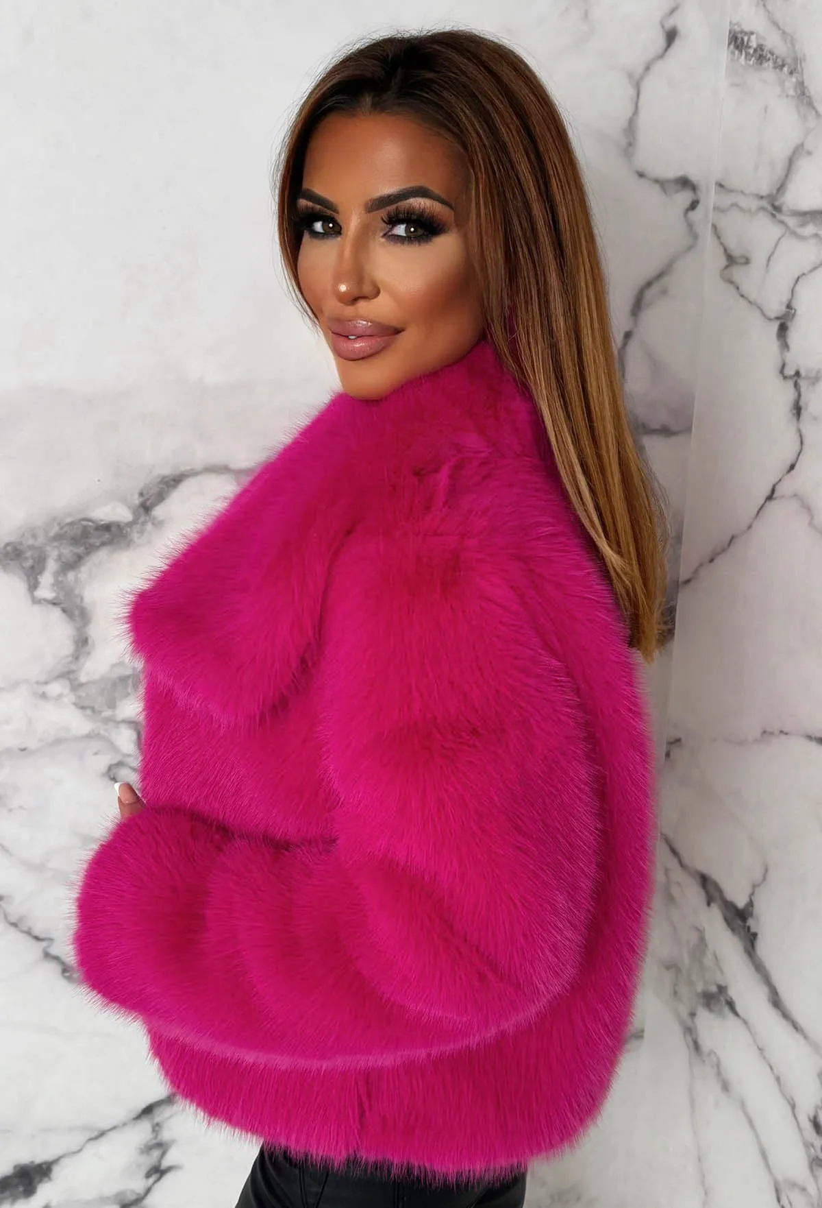 Yours Forever Hot Pink Ultra Thick Faux Fur Jacket